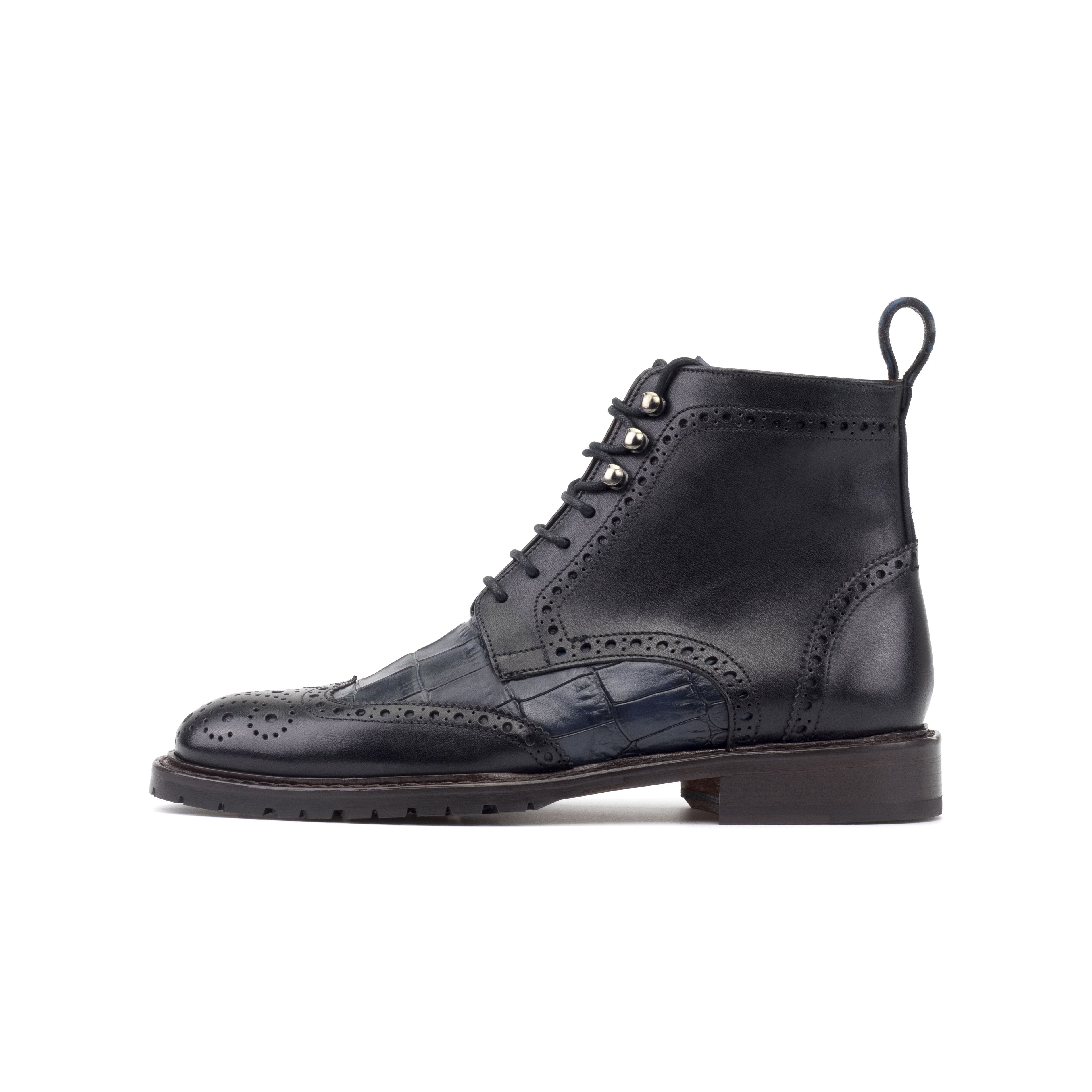 AN Women's Brogue (Croco Navy/Black)