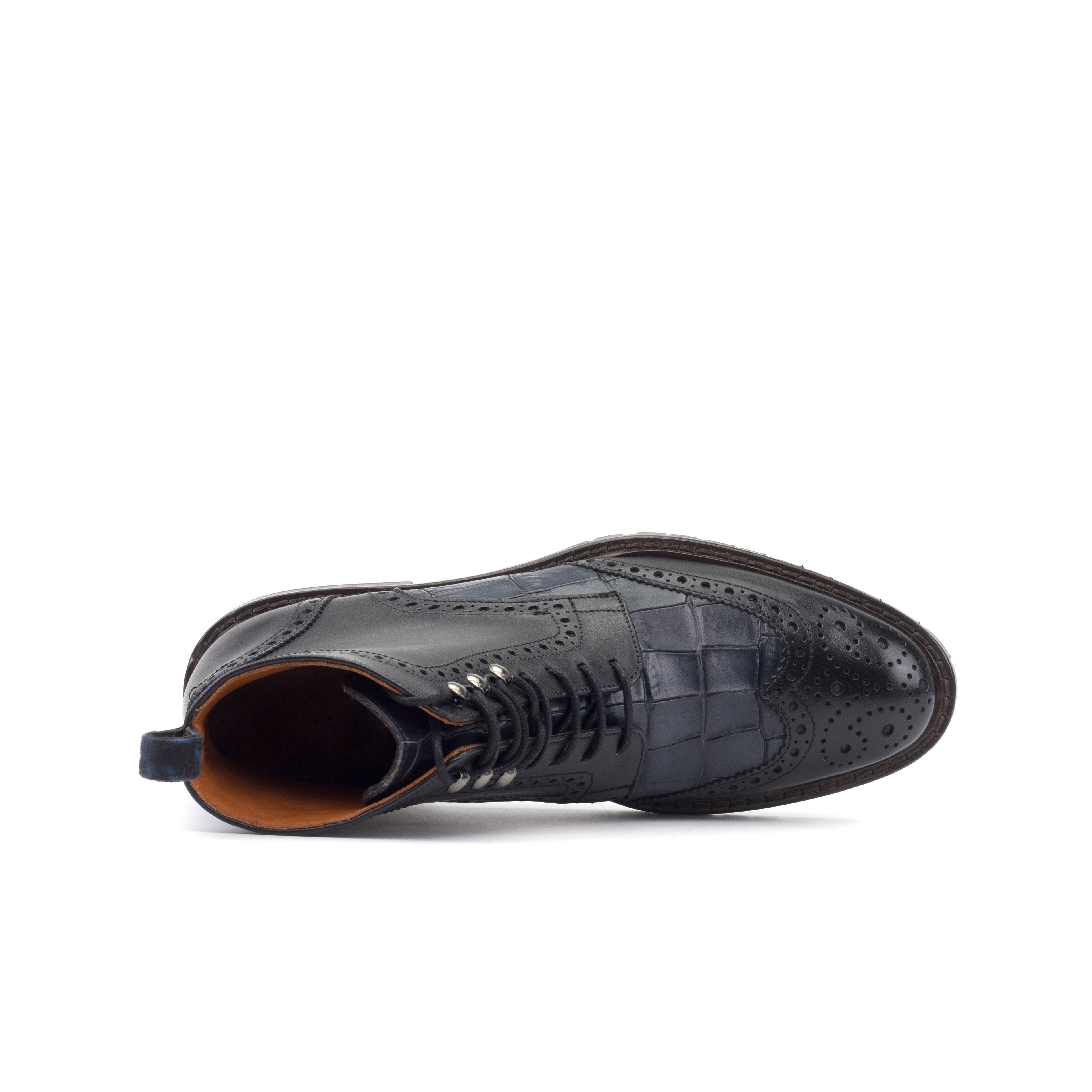 AN Women's Brogue (Croco Navy/Black)