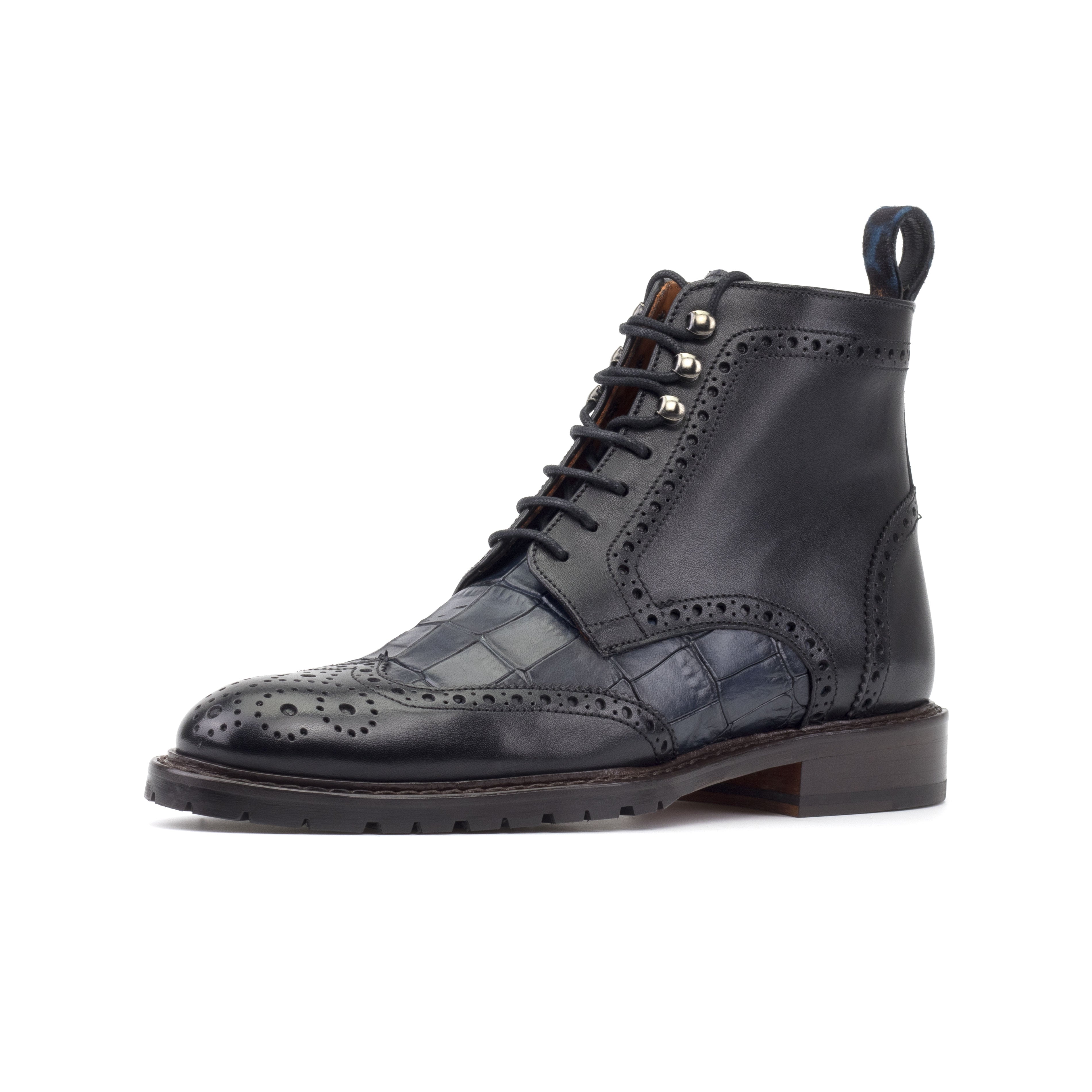 AN Women's Brogue (Croco Navy/Black)