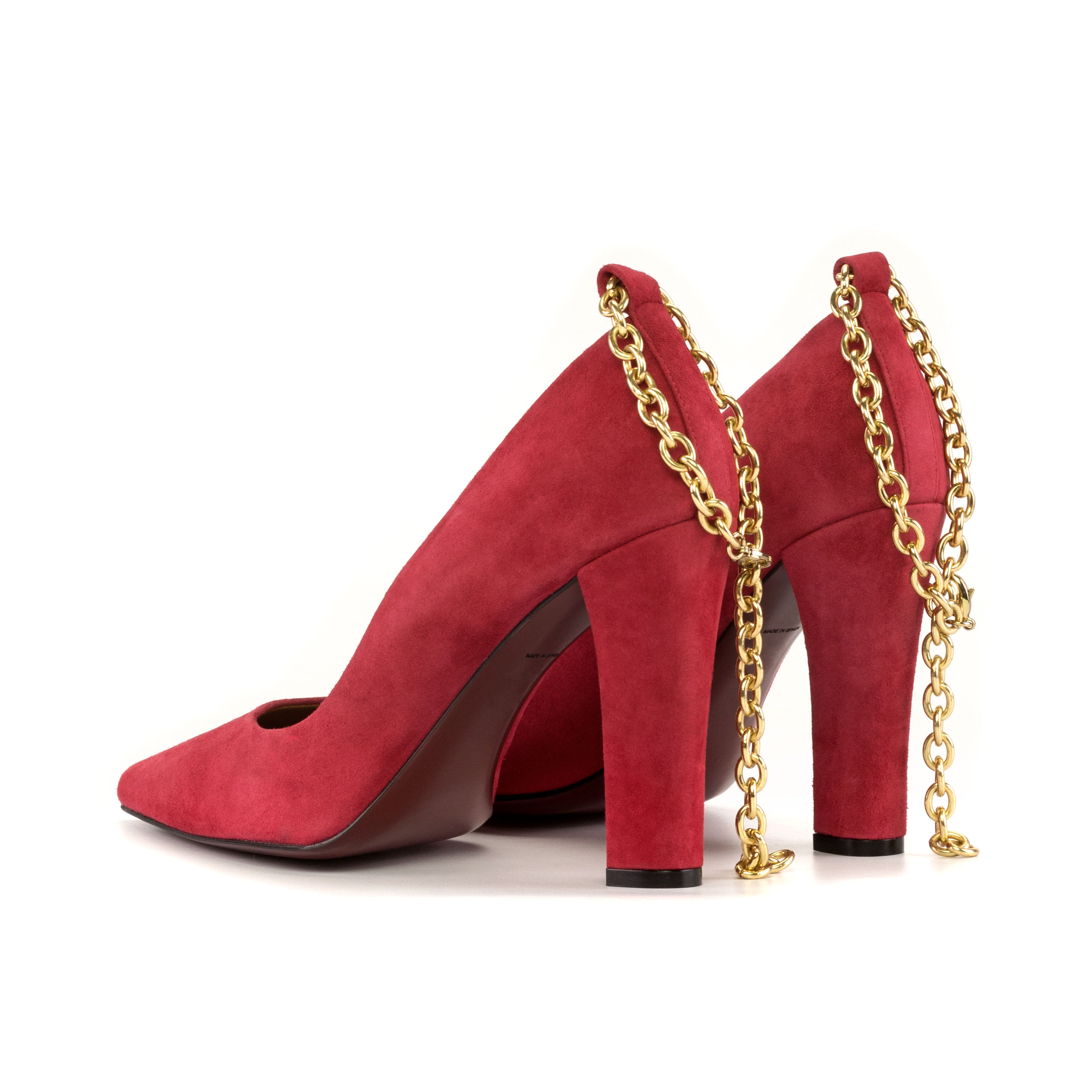 Ankle Chain Pumps (Red Suede)