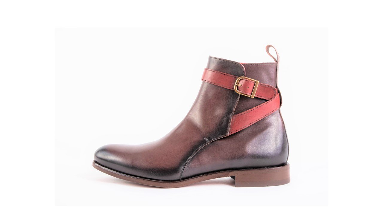 Jodhpur Boot (Dark Brown with Burgundy Strap)