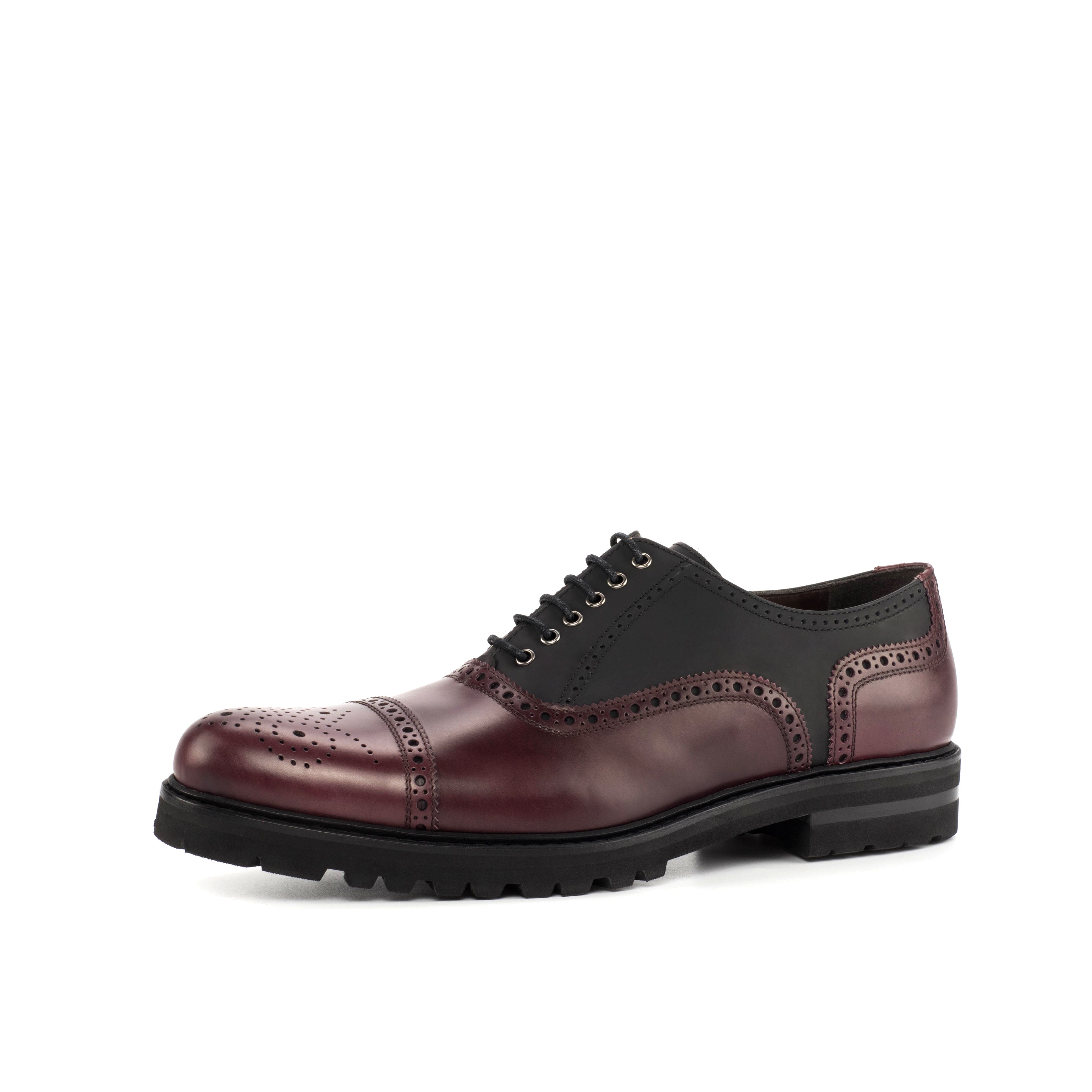 AN Full Brogue Cap-Toe Oxford (Burgundy Black)