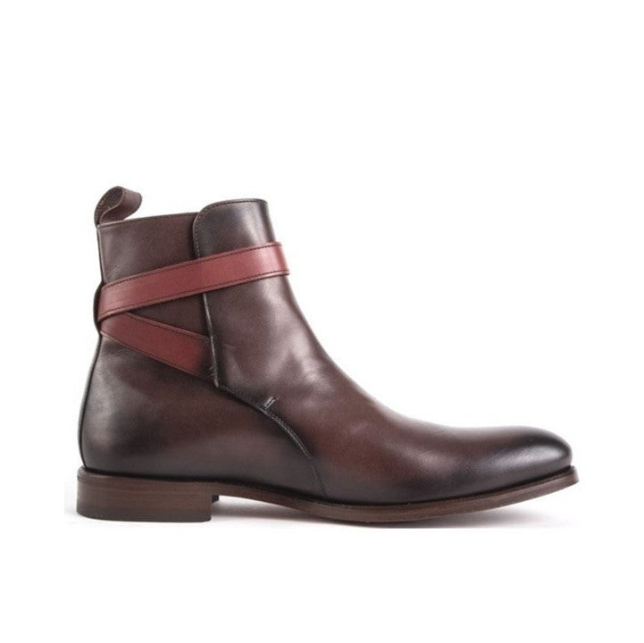 Jodhpur Boot (Dark Brown with Burgundy Strap)