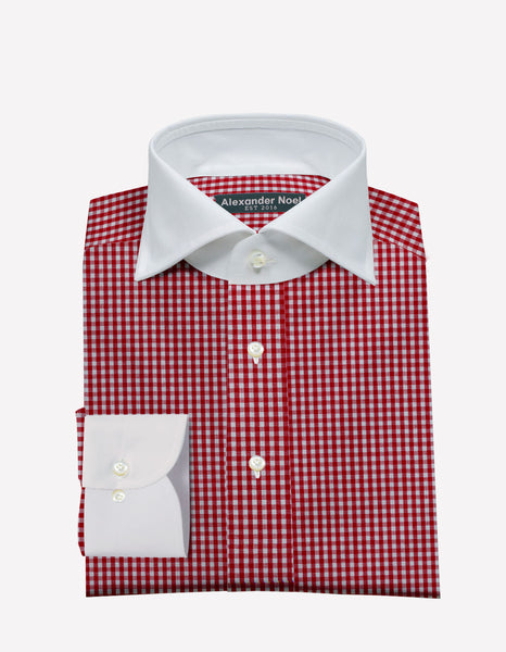 Red Gingham with White Collar and Cuff – Alexander Noel