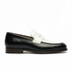 The Collegiate Black/White Leather Penny Loafers