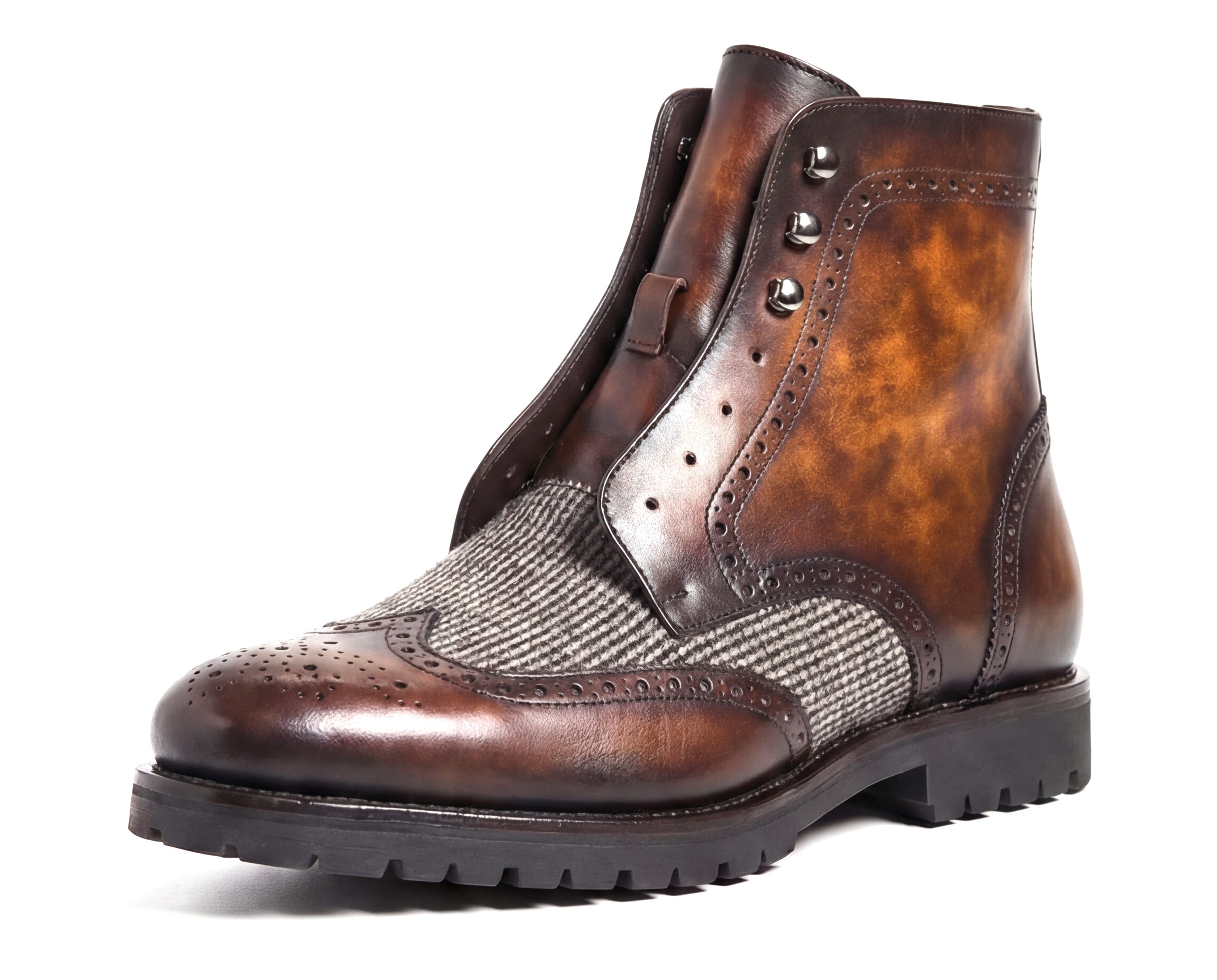 AN Brogue Wingtip Boot (Tweed/Museum Patina)