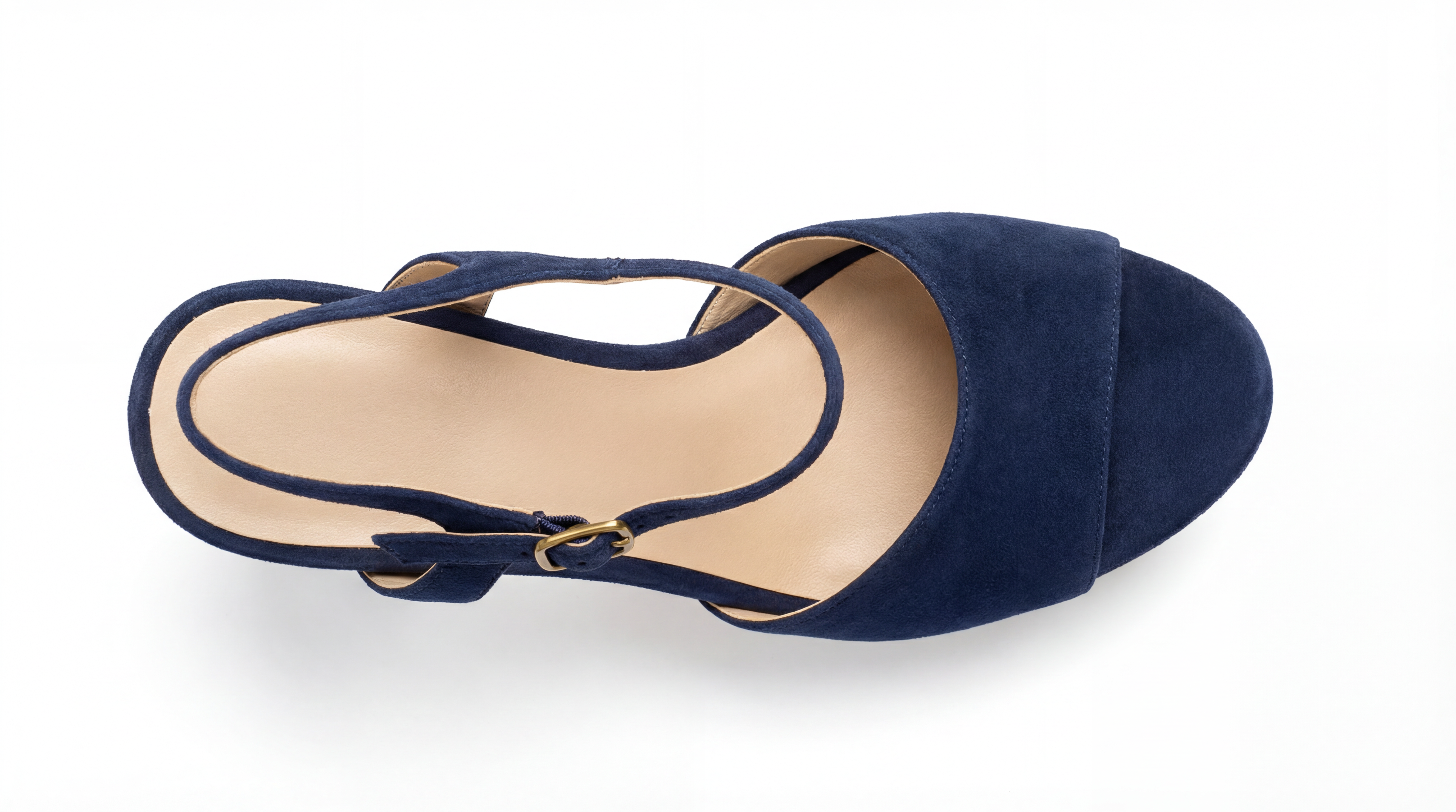 Marine Suede Buckle Heel