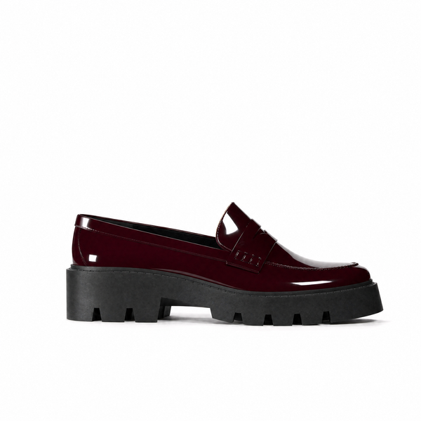 The Noir Fantasia Women's Loafer in Red (Big Wedge Heel)