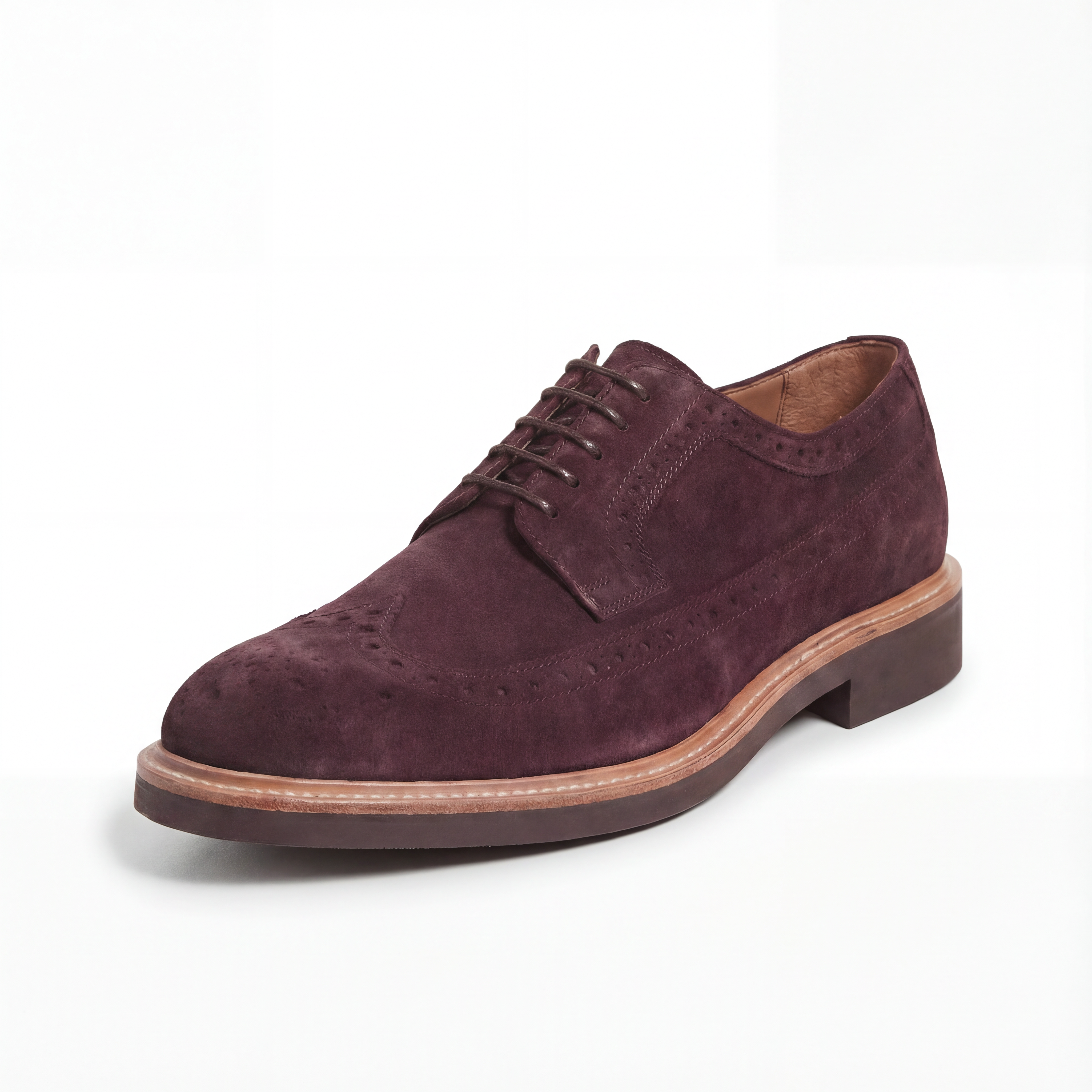 burgundy suede dress shoes Suede Loafer W/Leather Trim