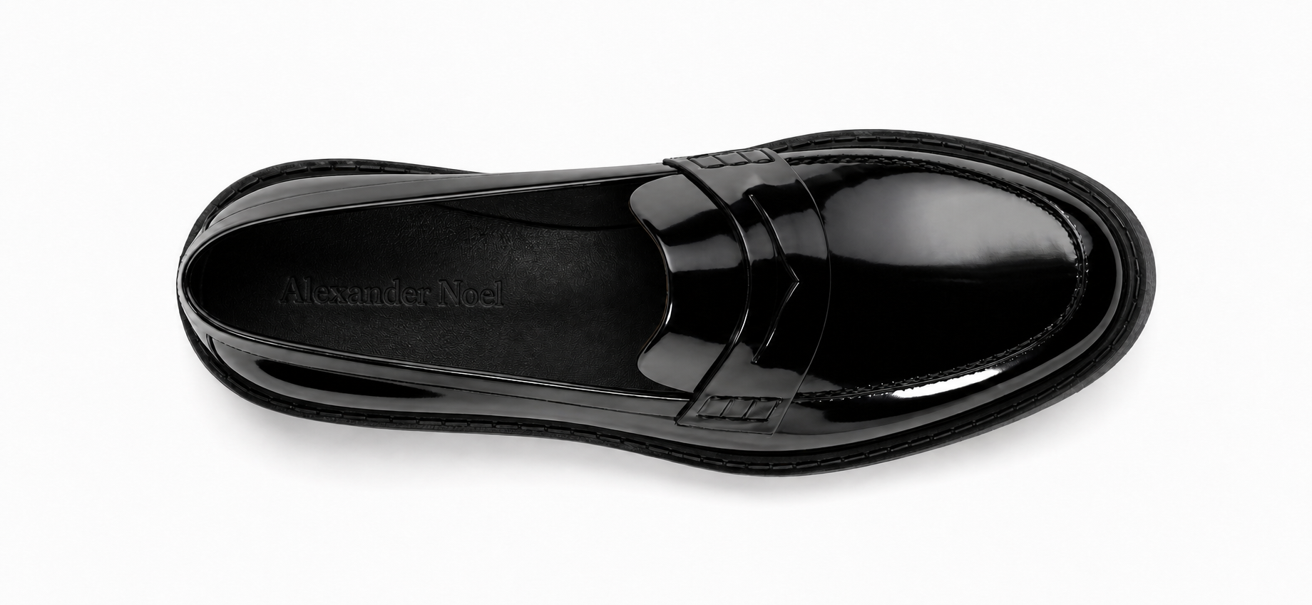 The Noir Fantasia Women's Loafer in Black (Big Wedge Heel)