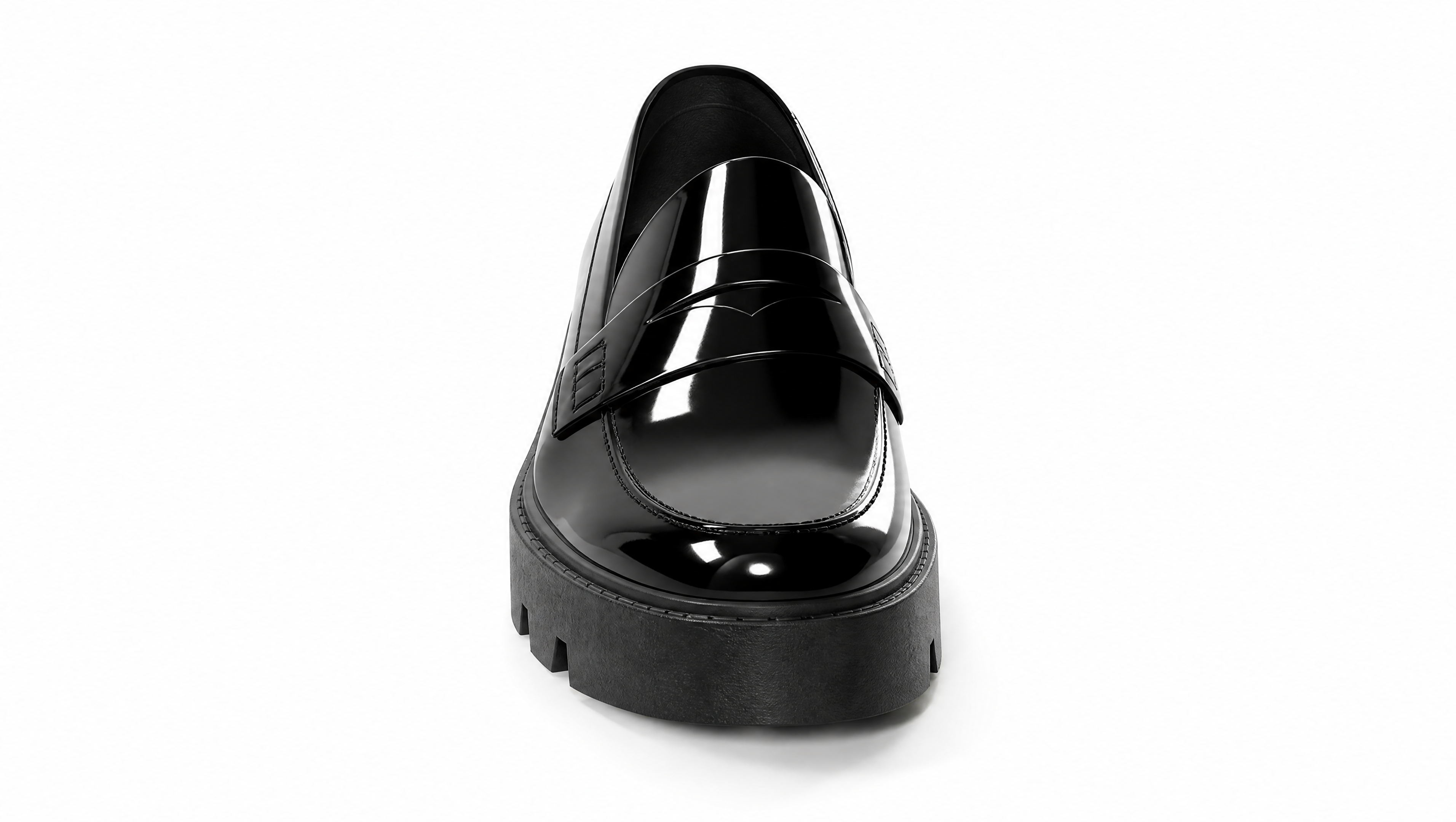 The Noir Fantasia Women's Loafer in Black (Big Wedge Heel)