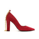 Ankle Chain Pumps (Red Suede)