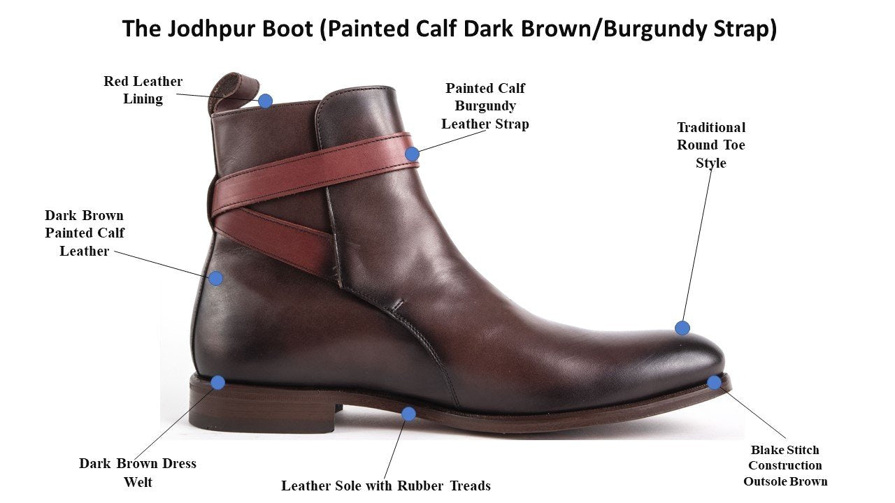 Jodhpur Boot (Dark Brown with Burgundy Strap)