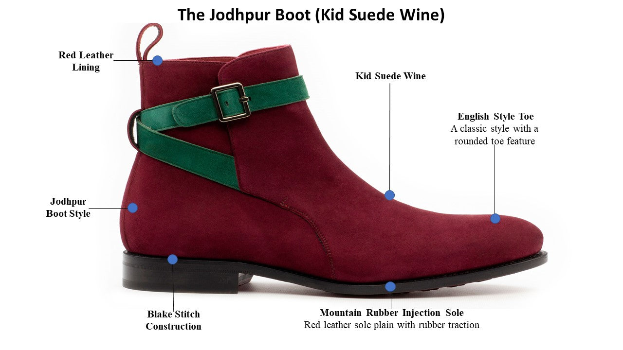 Jodhpur Boot (Kid Suede Wine)